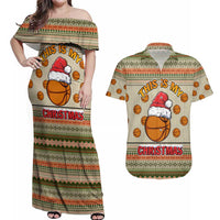 Basketball Winter Christmas Couples Matching Off Shoulder Maxi Dress and Hawaiian Shirt Xmas Holiday Patterns - Wonder Print Shop