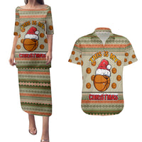 Basketball Winter Christmas Couples Matching Puletasi and Hawaiian Shirt Xmas Holiday Patterns - Wonder Print Shop