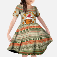 Basketball Winter Christmas Family Matching Off The Shoulder Long Sleeve Dress and Hawaiian Shirt Xmas Holiday Patterns - Wonder Print Shop