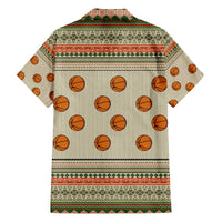 Basketball Winter Christmas Family Matching Off The Shoulder Long Sleeve Dress and Hawaiian Shirt Xmas Holiday Patterns - Wonder Print Shop