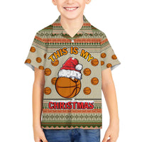 Basketball Winter Christmas Family Matching Off The Shoulder Long Sleeve Dress and Hawaiian Shirt Xmas Holiday Patterns - Wonder Print Shop