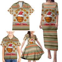 Basketball Winter Christmas Family Matching Puletasi and Hawaiian Shirt Xmas Holiday Patterns - Wonder Print Shop