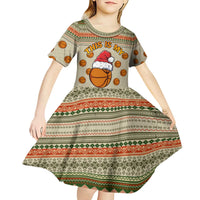 Basketball Winter Christmas Kid Short Sleeve Dress Xmas Holiday Patterns - Wonder Print Shop