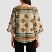 Basketball Winter Christmas Kimono Sleeve Blouse Xmas Holiday Patterns - Wonder Print Shop