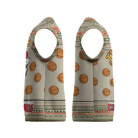 Basketball Winter Christmas Knitted V-Neck Vest Xmas Holiday Patterns - Wonder Print Shop