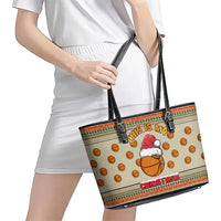 Basketball Winter Christmas Leather Tote Bag Xmas Holiday Patterns - Wonder Print Shop