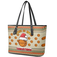 Basketball Winter Christmas Leather Tote Bag Xmas Holiday Patterns - Wonder Print Shop