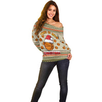 Basketball Winter Christmas Off Shoulder Sweater Xmas Holiday Patterns - Wonder Print Shop