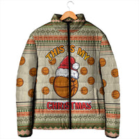 Basketball Winter Christmas Padded Jacket Xmas Holiday Patterns - Wonder Print Shop