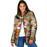 Basketball Winter Christmas Padded Jacket Xmas Holiday Patterns - Wonder Print Shop