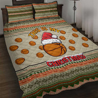 Basketball Winter Christmas Quilt Bed Set Xmas Holiday Patterns - Wonder Print Shop