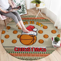 Basketball Winter Christmas Round Carpet Xmas Holiday Patterns - Wonder Print Shop