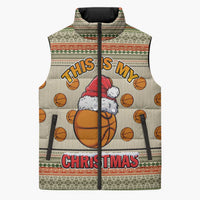 Basketball Winter Christmas Sleeveless Puffer Jacket Xmas Holiday Patterns - Wonder Print Shop