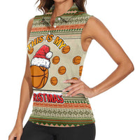 Basketball Winter Christmas Women Sleeveless Polo Shirt Xmas Holiday Patterns - Wonder Print Shop