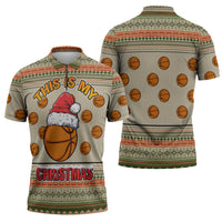 Basketball Winter Christmas Zipper Polo Shirt Xmas Holiday Patterns - Wonder Print Shop
