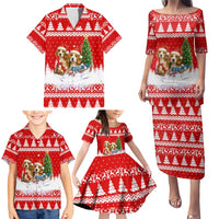Beagle Dashing Dog Christmas Family Matching Puletasi and Hawaiian Shirt Xmas Holiday Patterns - Wonder Print Shop