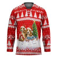 Beagle Dashing Dog Christmas Hockey Jersey Xmas Holiday Patterns - Wonder Print Shop