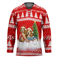 Beagle Dashing Dog Christmas Hockey Jersey Xmas Holiday Patterns - Wonder Print Shop