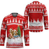 Beagle Dashing Dog Christmas Hockey Jersey Xmas Holiday Patterns - Wonder Print Shop