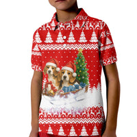 Beagle Dashing Dog Christmas Kid Polo Shirt Xmas Holiday Patterns - Wonder Print Shop