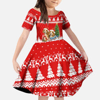 Beagle Dashing Dog Christmas Kid Short Sleeve Dress Xmas Holiday Patterns - Wonder Print Shop