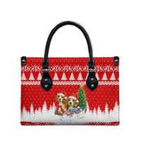 Beagle Dashing Dog Christmas Leather Bag Xmas Holiday Patterns - Wonder Print Shop