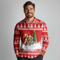 Beagle Dashing Dog Christmas Long Sleeve Polo Shirt Xmas Holiday Patterns - Wonder Print Shop