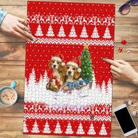 Beagle Dashing Dog Christmas Puzzle Xmas Holiday Patterns - Wonder Print Shop