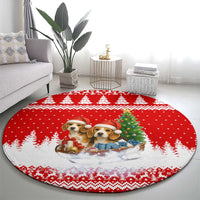 Beagle Dashing Dog Christmas Round Carpet Xmas Holiday Patterns - Wonder Print Shop