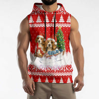 Beagle Dashing Dog Christmas Sleeveless Hoodie Xmas Holiday Patterns - Wonder Print Shop