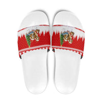 Beagle Dashing Dog Christmas Slide Sandals Xmas Holiday Patterns - Wonder Print Shop