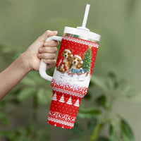 Beagle Dashing Dog Christmas Tumbler With Handle Xmas Holiday Patterns - Wonder Print Shop