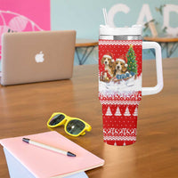 Beagle Dashing Dog Christmas Tumbler With Handle Xmas Holiday Patterns - Wonder Print Shop