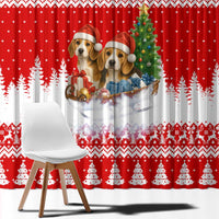 Beagle Dashing Dog Christmas Window Curtain Xmas Holiday Patterns - Wonder Print Shop