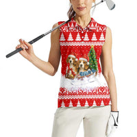Beagle Dashing Dog Christmas Women Sleeveless Polo Shirt Xmas Holiday Patterns - Wonder Print Shop