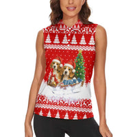 Beagle Dashing Dog Christmas Women Sleeveless Polo Shirt Xmas Holiday Patterns - Wonder Print Shop