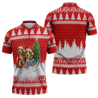 Beagle Dashing Dog Christmas Zipper Polo Shirt Xmas Holiday Patterns - Wonder Print Shop