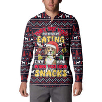 Beagle Dog They Know When You Have Snacks Christmas Button Sweatshirt Xmas Holiday Patterns - Wonder Print Shop