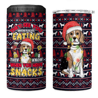 Beagle Dog They Know When You Have Snacks Christmas 4 in 1 Can Cooler Tumbler Xmas Holiday Patterns - Wonder Print Shop