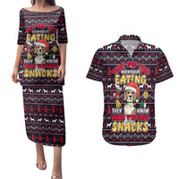 Beagle Dog They Know When You Have Snacks Christmas Couples Matching Puletasi and Hawaiian Shirt Xmas Holiday Patterns - Wonder Print Shop