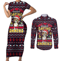 Beagle Dog They Know When You Have Snacks Christmas Couples Matching Short Sleeve Bodycon Dress and Long Sleeve Button Shirt Xmas Holiday Patterns - Wonder Print Shop