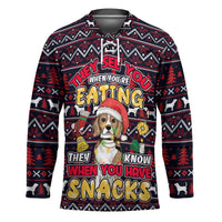 Beagle Dog They Know When You Have Snacks Christmas Hockey Jersey Xmas Holiday Patterns - Wonder Print Shop