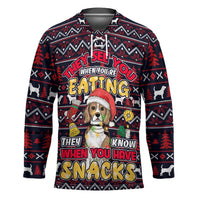 Beagle Dog They Know When You Have Snacks Christmas Hockey Jersey Xmas Holiday Patterns - Wonder Print Shop