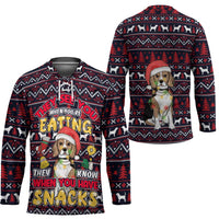 Beagle Dog They Know When You Have Snacks Christmas Hockey Jersey Xmas Holiday Patterns - Wonder Print Shop
