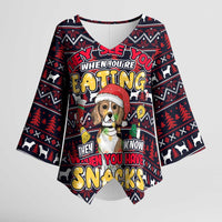 Beagle Dog They Know When You Have Snacks Christmas Kimono Sleeve Blouse Xmas Holiday Patterns - Wonder Print Shop