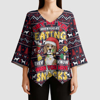 Beagle Dog They Know When You Have Snacks Christmas Kimono Sleeve Blouse Xmas Holiday Patterns - Wonder Print Shop