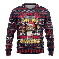 Beagle Dog They Know When You Have Snacks Christmas Ugly Christmas Sweater Xmas Holiday Patterns - Wonder Print Shop