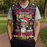 Beagle Dog They Know When You Have Snacks Christmas Knitted V-Neck Vest Xmas Holiday Patterns - Wonder Print Shop