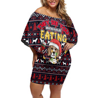 Beagle Dog They Know When You Have Snacks Christmas Off Shoulder Short Dress Xmas Holiday Patterns - Wonder Print Shop