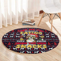 Beagle Dog They Know When You Have Snacks Christmas Round Carpet Xmas Holiday Patterns - Wonder Print Shop